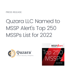 Press Release: Quzara LLC Named to MSSP Alerts Top 250 MSSPs List for 2022 (1)